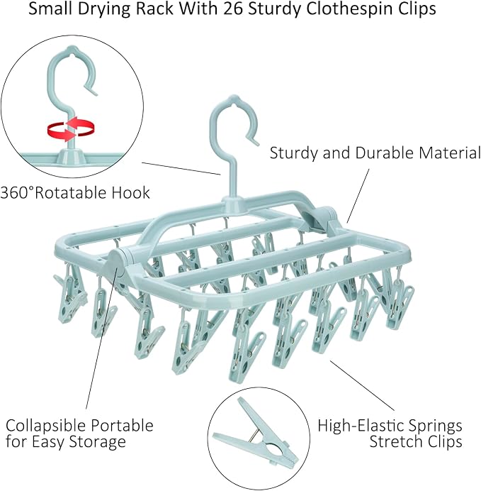 Foldable Clip Hangers with 26 Drying Clips, Underwear Hanger with Clips - Image 5