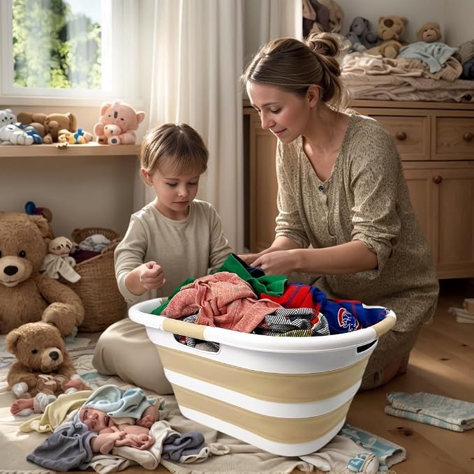SAMMART 40L Set of 2 Plastic Foldable Laundry Basket - Image 2
