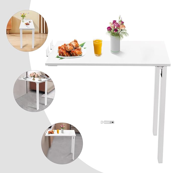 Wall Mounted Folding Table, Folding Office Table, Wooden Kitchen Table - Image 5