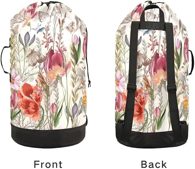 VIGTRO Laundry Bag Backpack Hamper Basket Large Heavy Duty Summer Flower Plant - Image 5