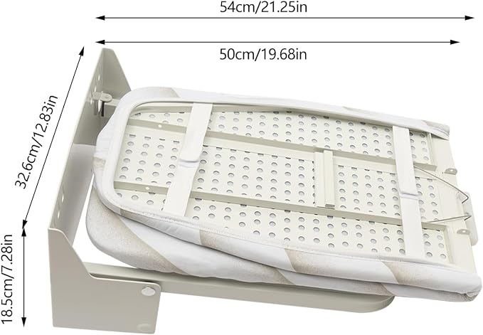 Wall Mounted Ironing Board 37.4" X 7.5" Foldable Iron Board Wall Mount Mini - Image 5