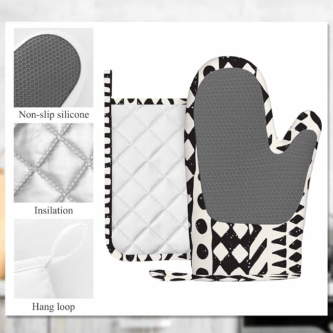 Mxocom Aztec Print Oven Mitts and Pot Holders Sets Tribal Design Geometric - Image 6