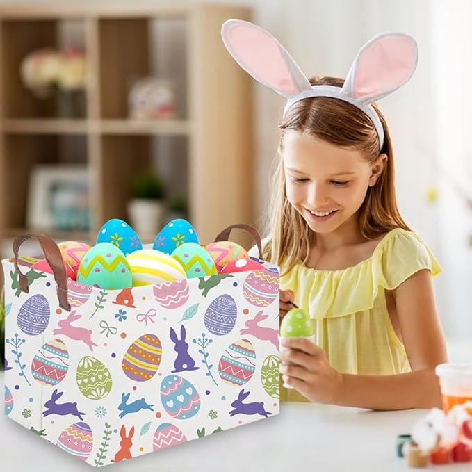 FXOLCSHE Rectangular Easter basket, Nursery Hamper, Collapsible waterproof baby - Image 4