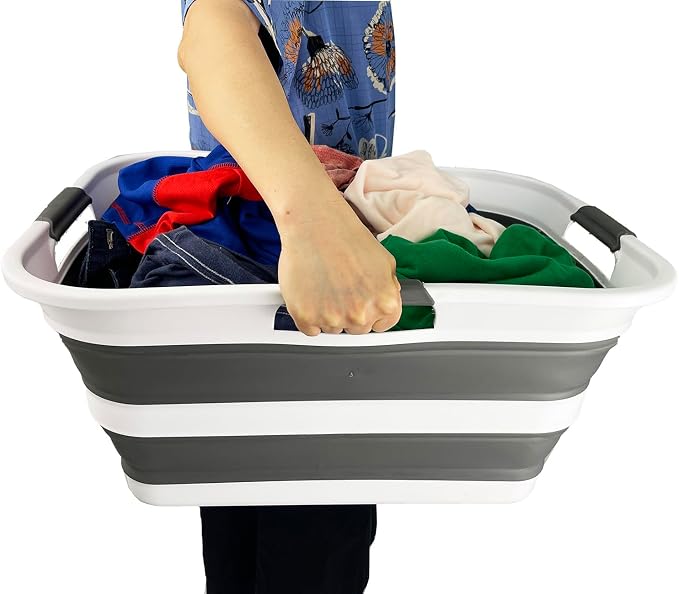 SAMMART Set of 2 Collapsible Plastic Laundry Basket/Organizer-Washing - Image 7