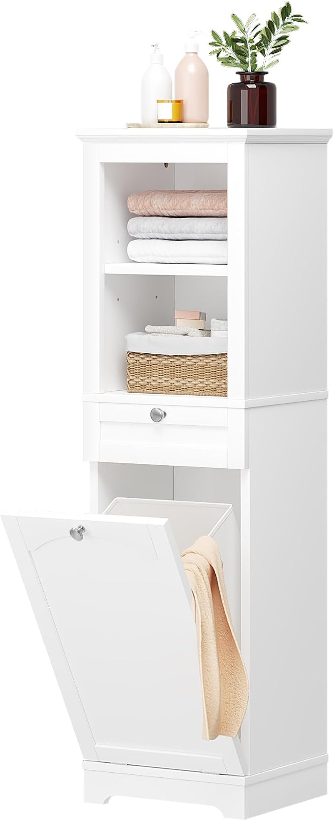 YITAHOME 53" Tall Tilt-Out Laundry Storage Cabinet, Hidden Hamper - Image 8