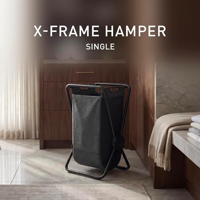 simplehuman single x-frame laundry hamper, 100% recycled polyester removable - Image 2