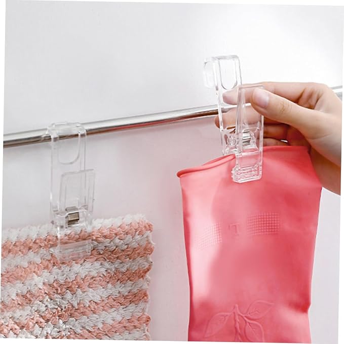 Ciieeo 4pcs Multi-Functional Bathroom Clips Hooks Plastic Laundry Hooks Clips - Image 2