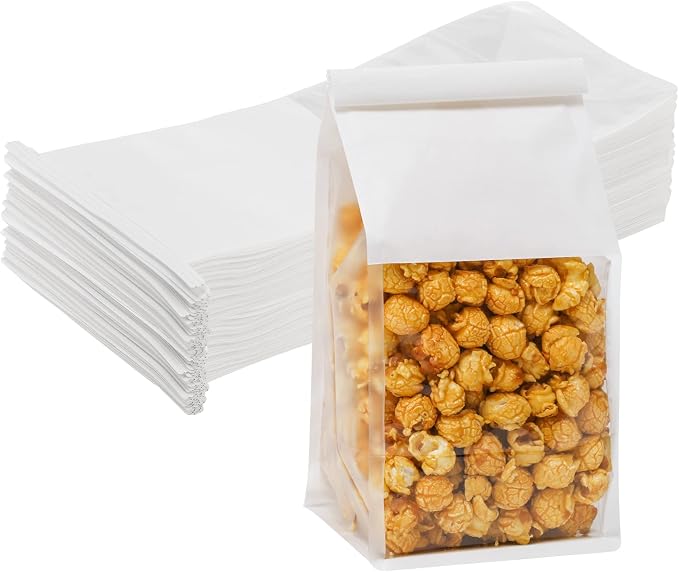 AVLA 50 Pack Bakery Bags with Window, Grease Proof Cookie Treat Bag, Coffee - Image 8