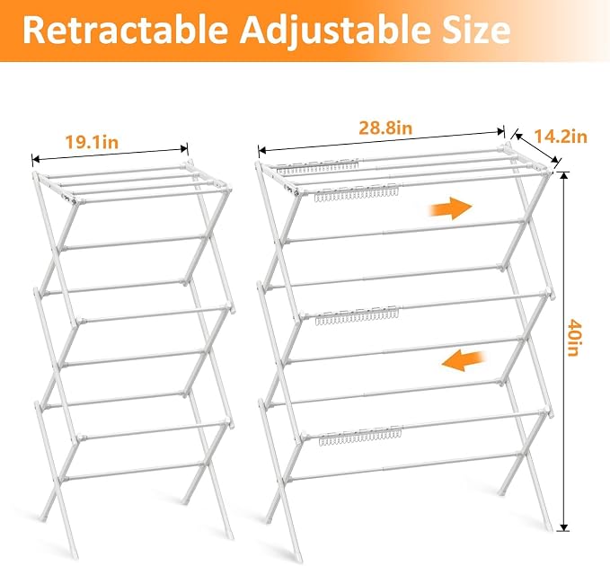 3 Tier Clothes Drying Rack, Foldable Drying Rack Clothing, Indoor & Outdoor - Image 3