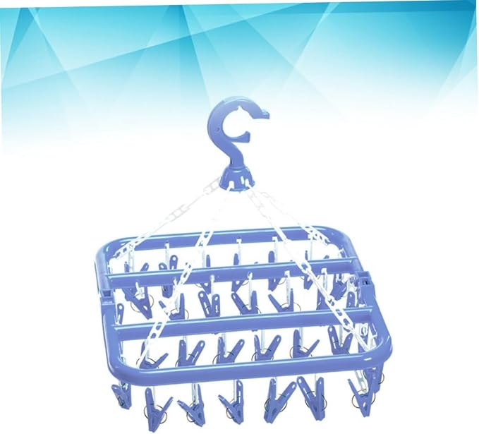 Strong Steel Spring 360-degree Rotating Hook Foldable Sock Drying Rack Random - Image 2