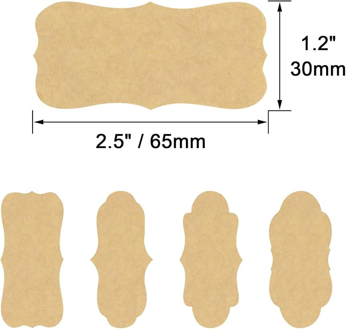Wisdompro Fancy Shape Kraft Label Stickers, Self Adhesive Gift Tag Stickers - Image 2