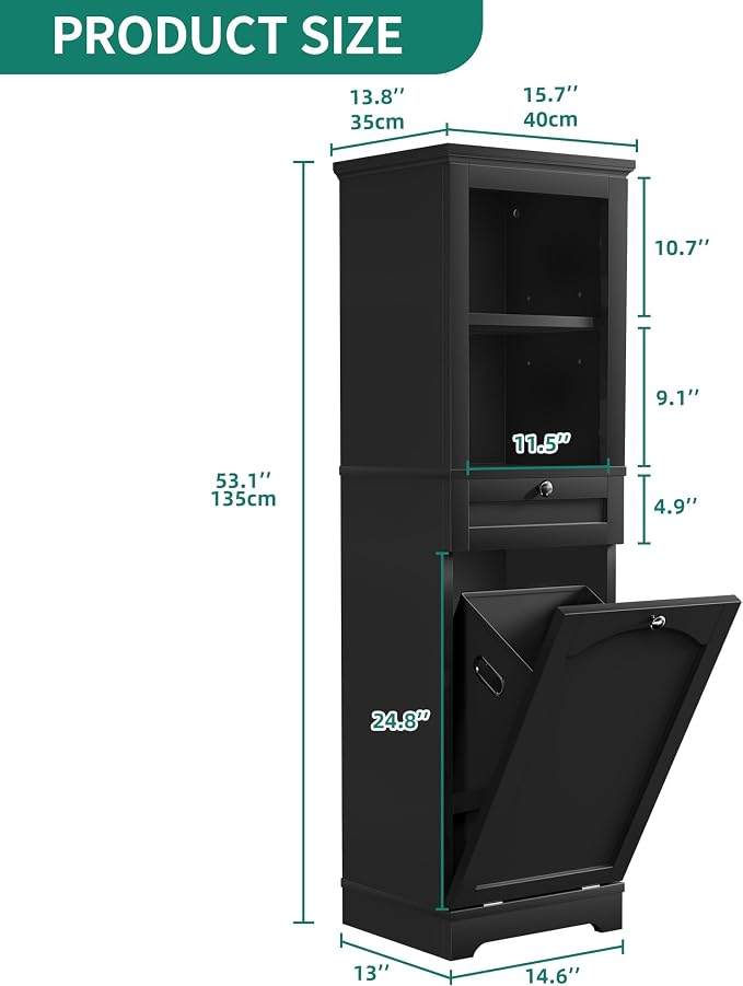 YITAHOME 53" Tall Tilt-Out Laundry Storage Cabinet, Hidden Hamper - Image 2