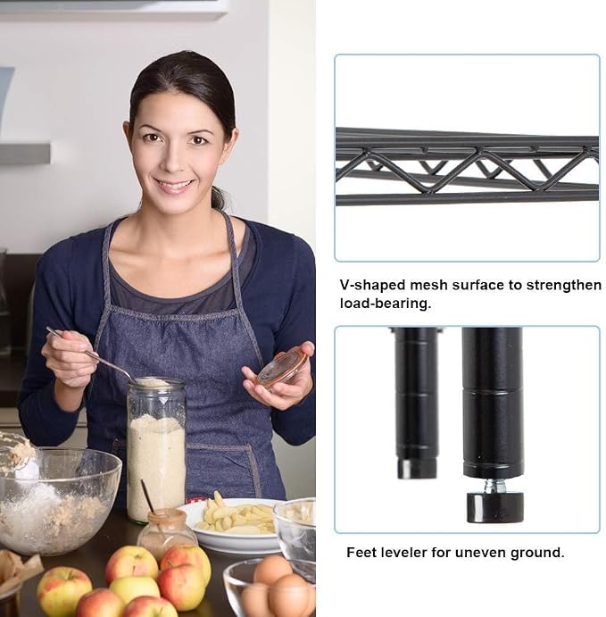Meet perfect 6-Tier Wire Shelving Unit, 1500LBS Total Weight Capacity - Image 6