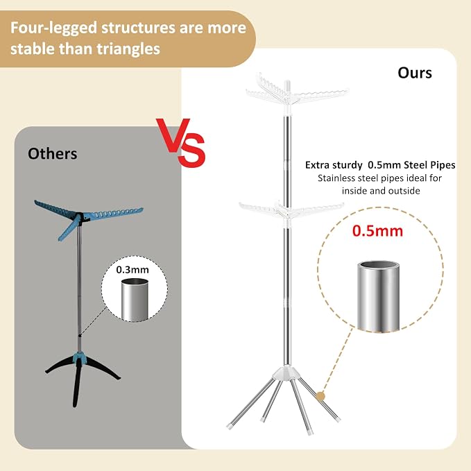 SUYU Clothes Drying Rack, Folding Clothes Drying Tree, 2 Layer - Image 6
