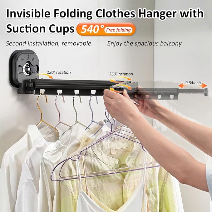 Foldable Wall Mounted Laundry Clothes Drying Rack, Space Saving Laundry Drying - Image 2