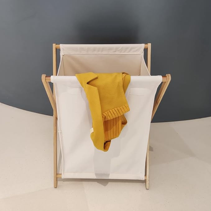 Bamboo Wood X-frame Laundry Hamper - Image 4