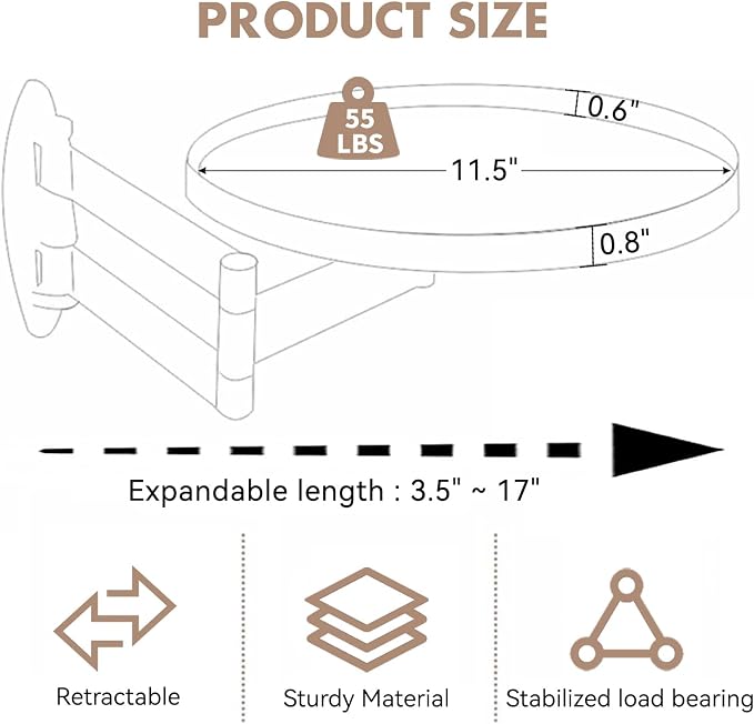Lefedrasticity Wall Mounted Folding Round Table Small Folding Desk Walnut - Image 3