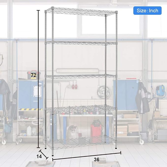 Meet perfect 5-Tier Heavy Duty Wire Shelving Unit, NSF Certified Steel Organizer - Image 3