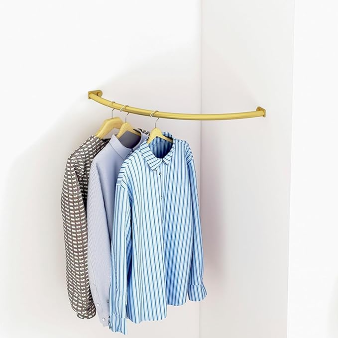 Corner Hanging Bar, Iron Wall Mounted Corner Clothing Rack, Space-Saving by Unknown