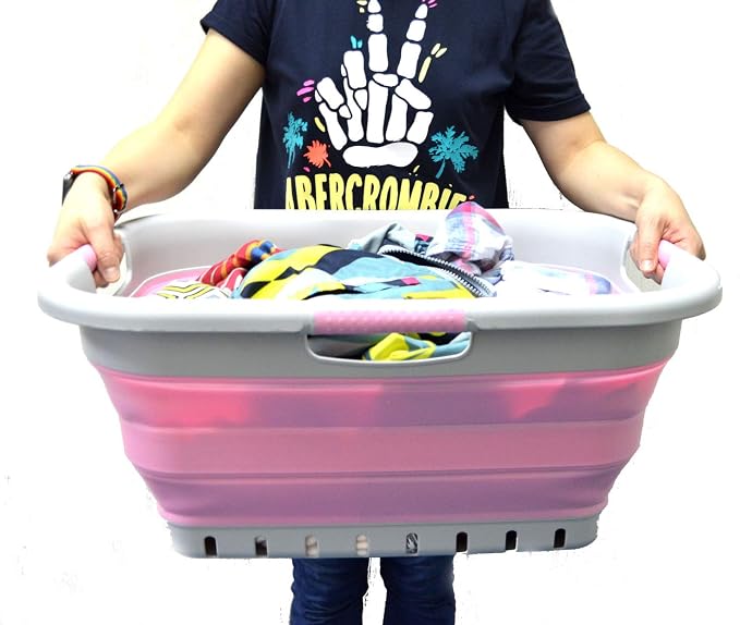 SAMMART 41L Collapsible 3 Handled Plastic Laundry Basket - Image 6