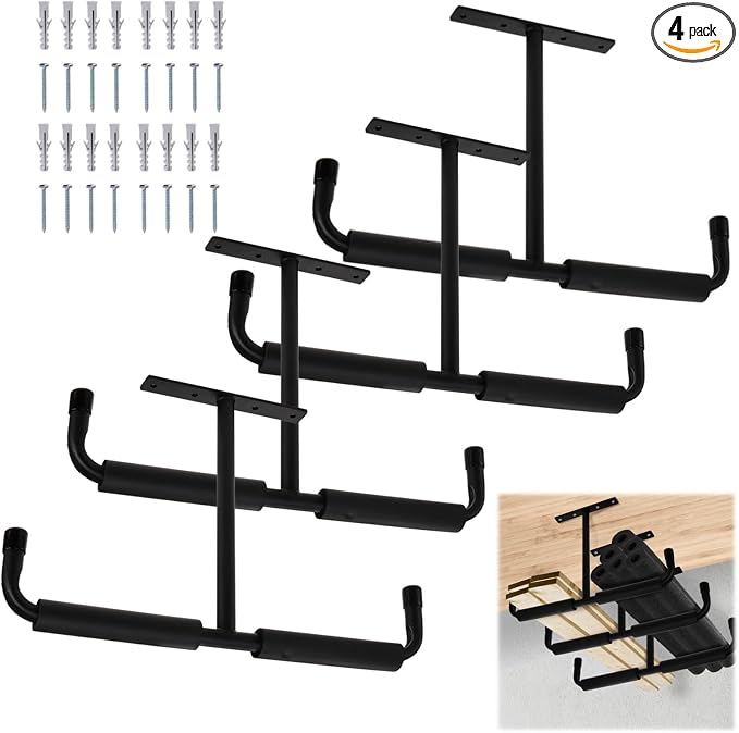 4 Pack Overhead Garage Storage Hooks, 16.5" Heavy Duty Ceiling Mount Hangers by Tlence