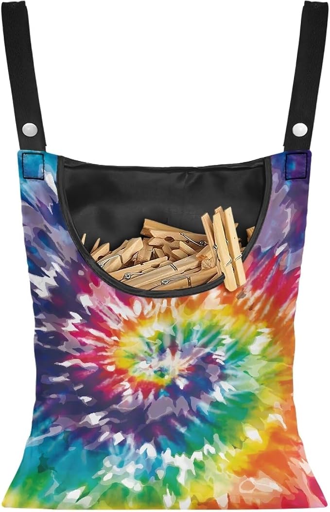 Rainbow Tie Dye Hanging Clothes Pin Bag by Psesaysky