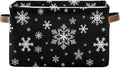 Winter Snowflake Black Storage Basket Fabric Kitchen Baskets Christmas Holiday by Wamika
