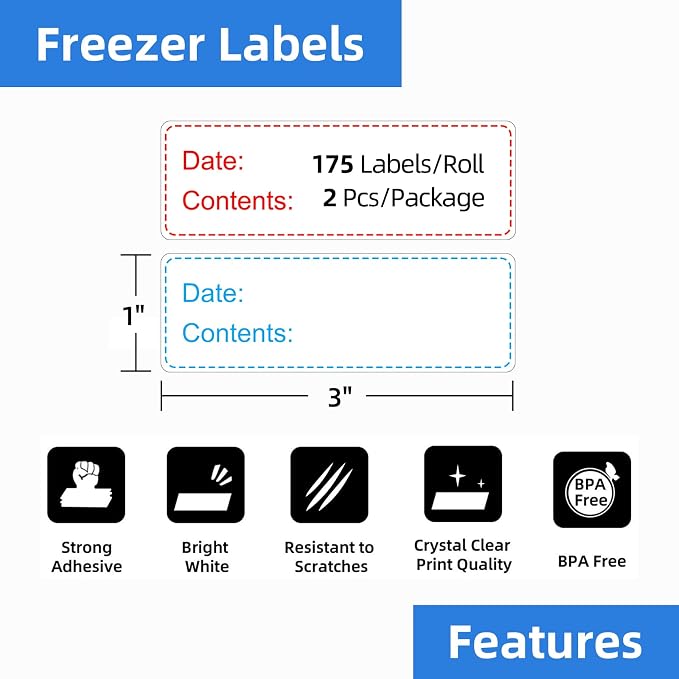 350 PCS Printholic 1" x 3" Food Storage Stickers, Removable Freezer Labels - Image 2
