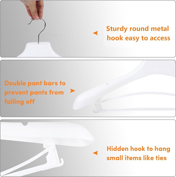 DEDU Suit Hangers for Men 20 Pack Width 17.3", Plastic Extra Wide Shoulder - Image 3