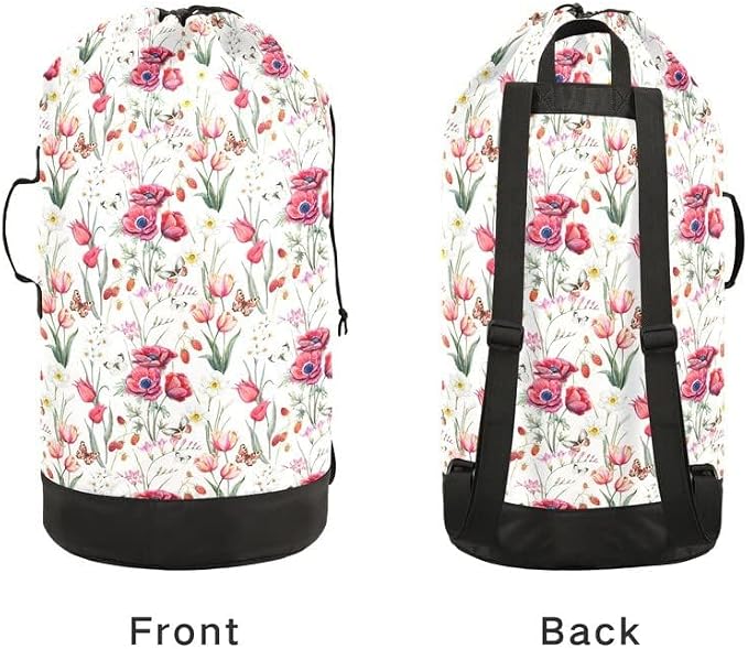VIGTRO Laundry Bag Backpack Hamper Basket Large Heavy Duty Watercolor Pink - Image 5