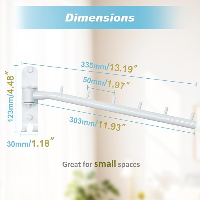Alise Wall Mounted Drying Rack, Swivel Clothes Drying Rack Stainless Steel - Image 6