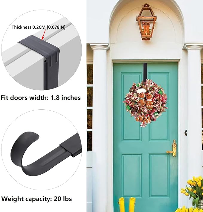 Wreath Door Hanger, 2 Pack Adjustable Wreath Hanger - Image 5