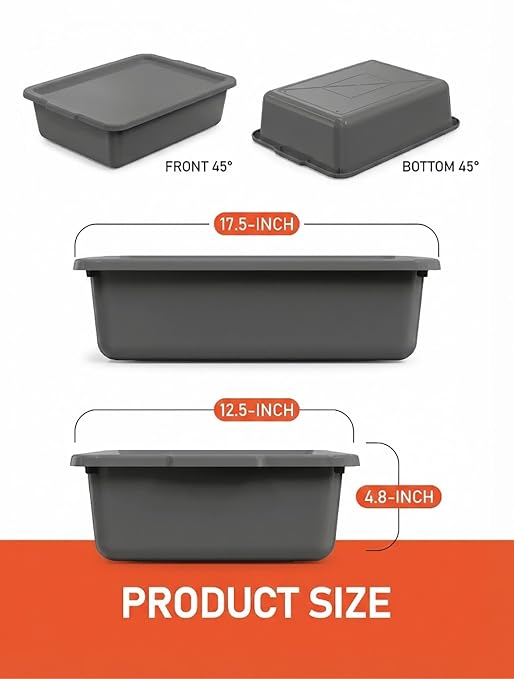 Gray 13 L Commercial Bus Tubs/Tote Box - Image 2
