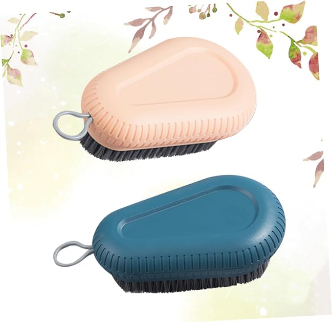 2 Pcs Plastic Laundry Brush Set Handle Random Color Ergonomic Design - Image 4