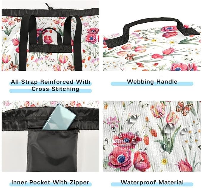 VIGTRO Laundry Bag Backpack Hamper Basket Large Heavy Duty Watercolor Pink - Image 3