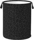 Black Leopard Print Laundry Hamper Bag by Unknown