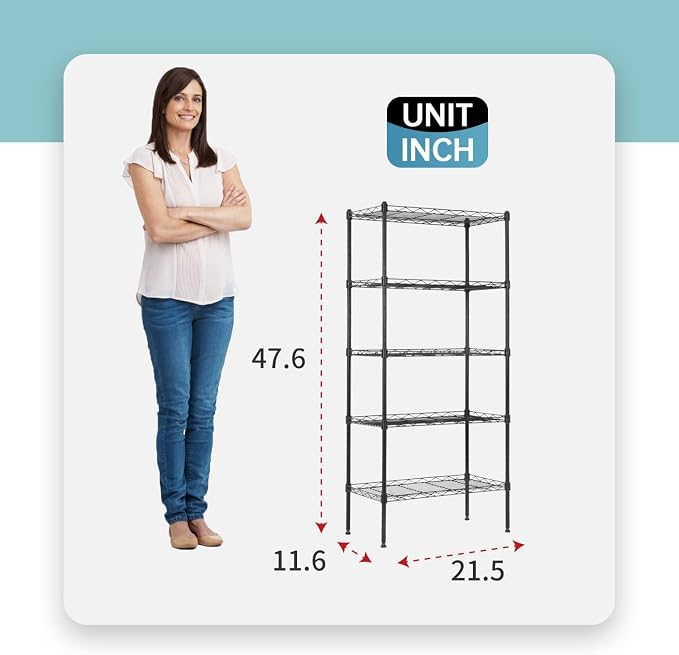 Meet perfect 5-Tier Wire Shelving Unit, NSF Certified Metal Storage Rack - Image 3