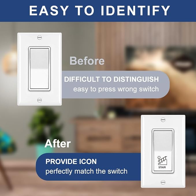 400 Pcs Light Switch Sticker Labels, 20 Designs Vintage Style Transparent - Image 7