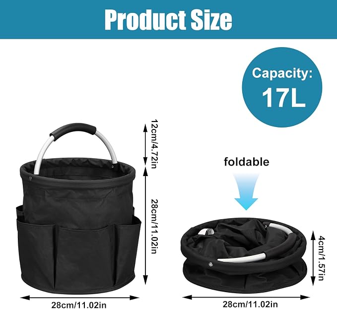 17L Cleaning Caddy with Handle, 4.5 Gallon Cleaning Supply Caddy Foldable - Image 2