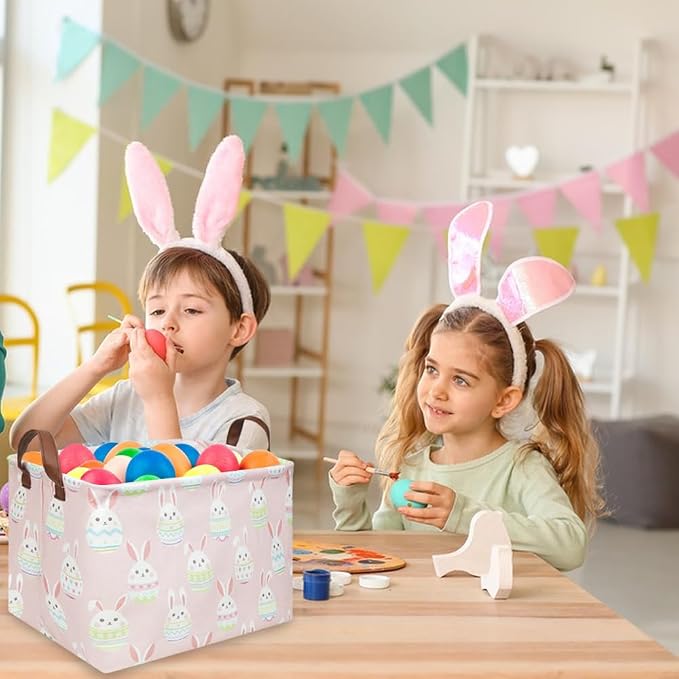 FXOLCSHE Rectangular Easter basket, Girl Easter basket, Nursery Hamper - Image 2