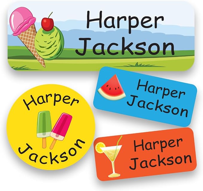 120-ct Personalized Waterproof Name Labels – 3-Line Custom Stick-On Tags by GILBIN