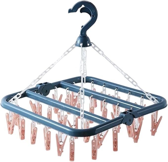 High-Capacity 32 Hook Garment Rack | Compact Foldable Design | Windproof - Image 4