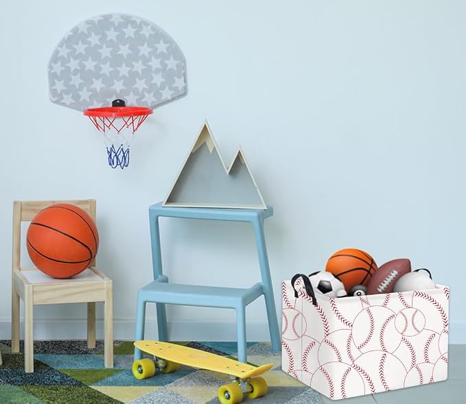 HIYAGON Rectangular Baseball Basket Kids Baby Nursery Storage Basket - Image 5