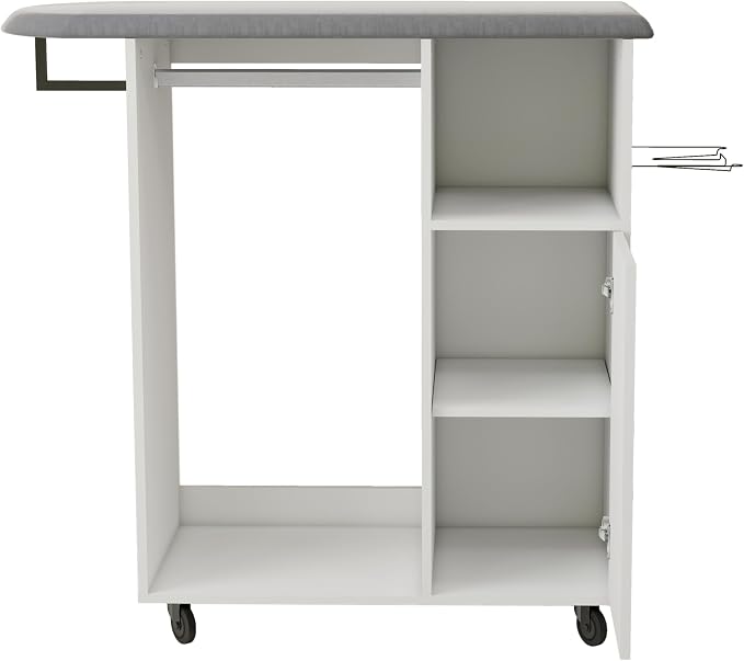 Ironing Cart Cabinet with Rolling Ironing Board, Space-Saving Storage Shelves & - Image 5