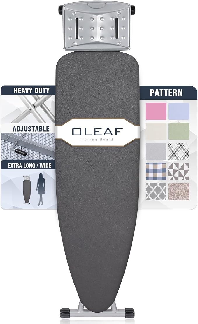 oleaf Ironing Board with Cover and Thicken Pad 43 x 13 Height Adjustable Full by oleaf