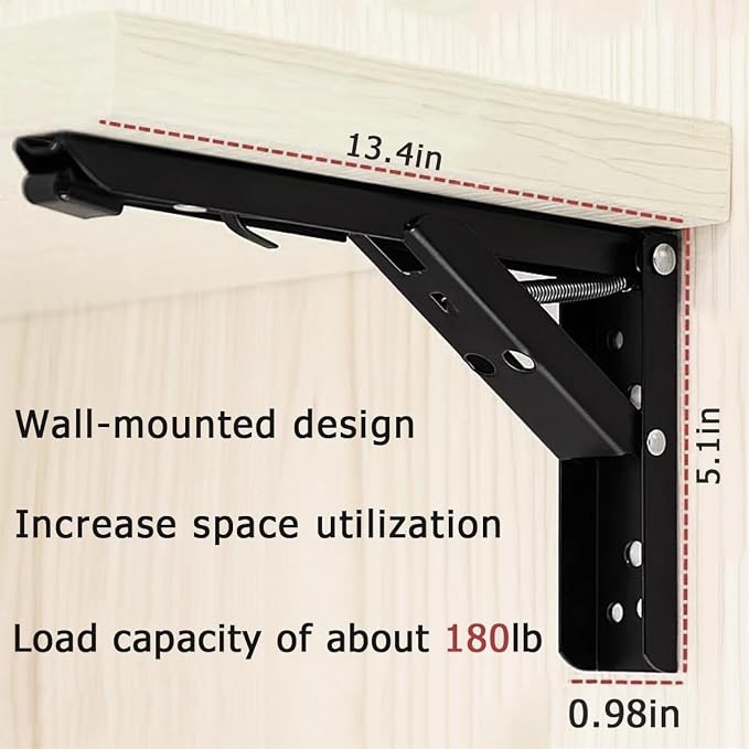 Wall Drop Leaf Table Hinges, Folding Shelf Brackets Heavy Duty Hinges 14 in - Image 5