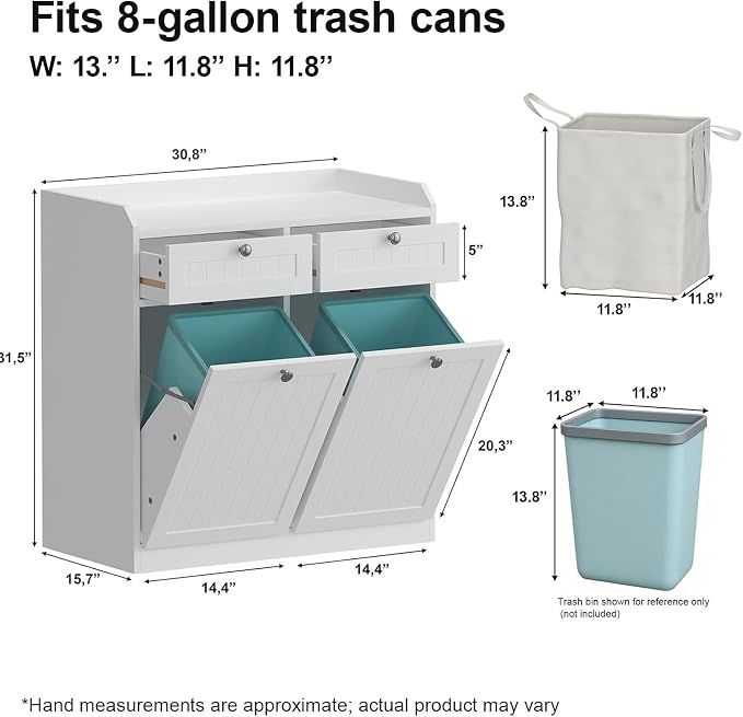 Double Tilt Out Trash Can Cabinet, Dog-Resistant, Fits 13.8"H Bins, Includes - Image 2