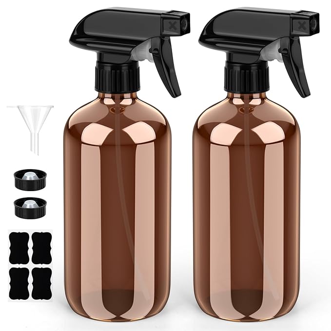Glass Spray Bottle, Amber Glass Spray Bottle Set & Accessories Refillable by BONTIP