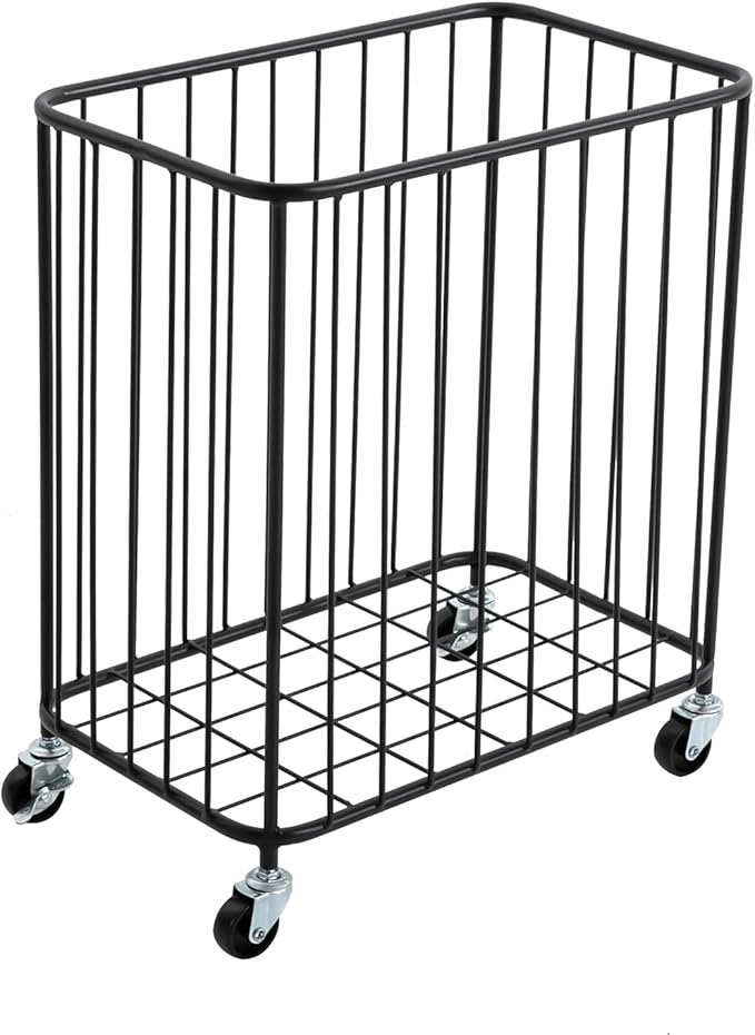 Slim Rolling Laundry Hamper, Metal Cloth Basket by Unknown