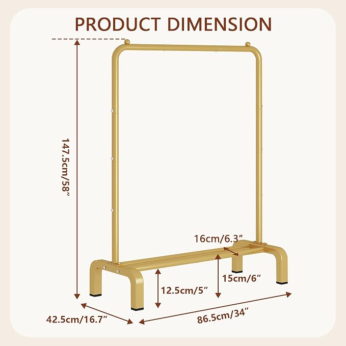JIUYOTREE Standard Clothes Clothing Garment Rack - Image 3